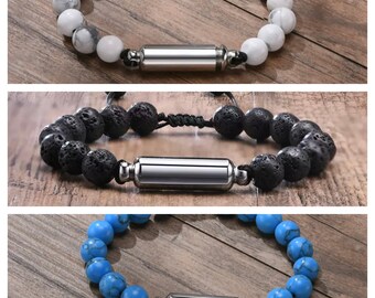 Armband aus Lavasteinurne, Erinnerungsschmuck zur Aufbewahrung der Asche Verstorbener, personalisiertes Trauergeschenk