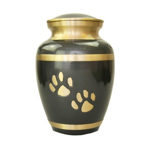 Slate Grey with Gold Paws Urn for Dog Cat Pet Cremation Ashes Cremains Memorial