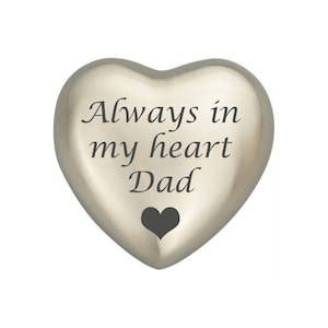Always In My Heart Dad Silver Heart Urn Keepsake For Ashes Cremation