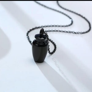 Unisex Black Earthen Jar Ashes Pendant - Memorial Ash Keepsake - Cremation Jewellery