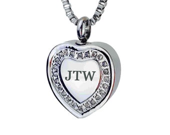 Personalised Crystal Heart Urn Pendant - Memorial Ash Keepsake Jewellery - Personalised Engraved
