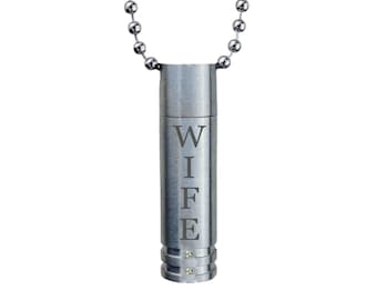 Wife Cylinder Urn Pendant - Memorial Ash Keepsake Jewellery - Personalised Engraved