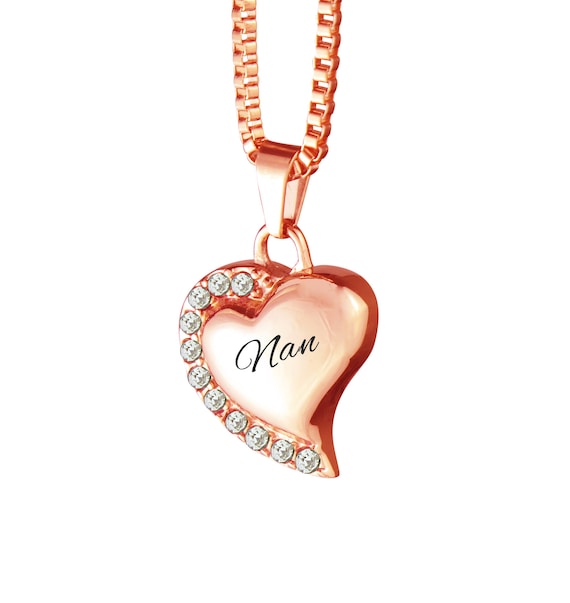 Buy NAN Heart Necklace Gold Plated 18ct Personalised Necklace With  Swarovski Elements Online in India - Etsy