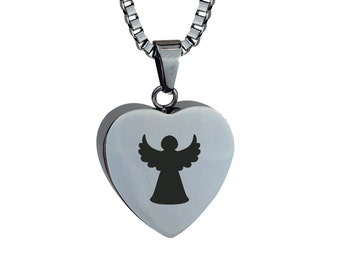 Angel Heart Urn Pendant - Memorial Ash Cremation Keepsake - Personalised Engraved