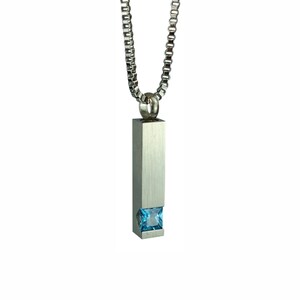 Quantum Blue Crystal Urn Pendant - Memorial Ash Keepsake Jewellery - Personalised Engraved