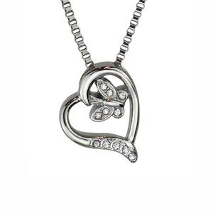 Butterfly Heart Crystal Urn Pendant Necklace - Cremation Jewellery Ashes Memorial Pendant Keepsake