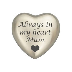 Always In My Heart Mum Silver Heart Urn Keepsake for Ashes Cremation