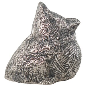 Silver Coloured Sleeping Cat Urn for Pet Ashes Cremation Memorial image 3