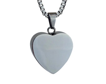 Heart Bail Urn Pendant - Memorial Ash Keepsake Jewellery - Personalised Engraved