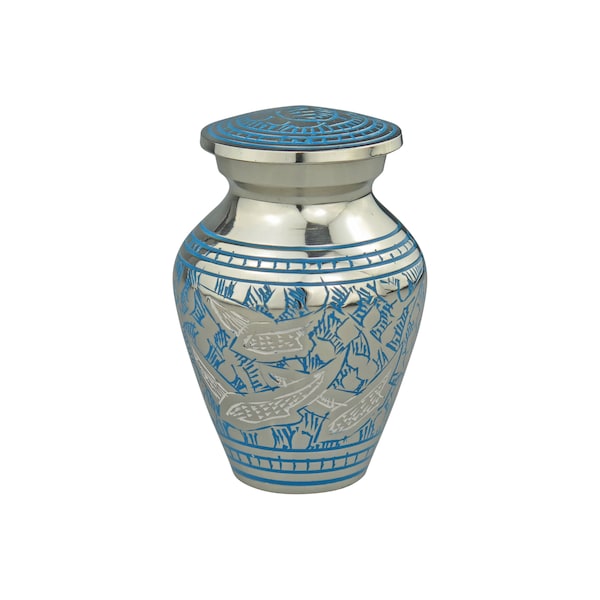 Miniatur Blaue und Silber Fliegende Vögel Andenken Urne für Ashes Cremains