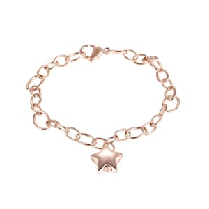Rose Gold Star Link Chain Urn Bracelet - Memorial Ash Keepsake Jewellery - Personalised Engraved