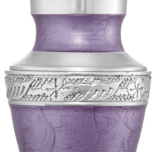 Miniature Silver and Pearl Purple Enamel Keepsake Urn for Ashes Cremains