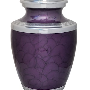 Large Aluminium Purple Pearl and Silver Enamel Urn for Adult or Pet Dog Ashes Cremains Memorial