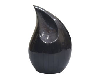 Large Aluminium Black Enamel Teardrop Urn Adult Pet Dog Ash Cremains Memorial