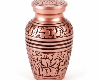 Miniature Copper Rose Gold & Black Keepsake Urn For Ashes Cremains Memorial