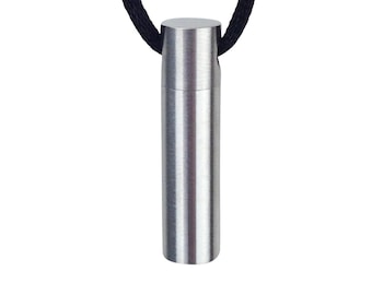Plain Cylinder Urn Pendant - Memorial Ash Keepsake Jewellery - Personalised Engraved