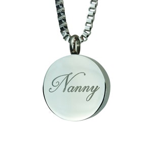 Nanny Urn Pendant - Memorial Ash Cremation Keepsake - Personalised Engraved