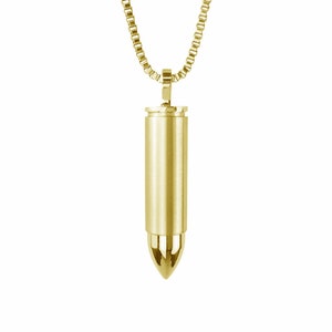 Bullet Gold Urn Pendant - Memorial Ash Keepsake Jewellery - Personalised Engraved
