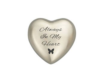 Always In My Heart Silver Heart Butterfly Urn Keepsake for Ashes Cremation