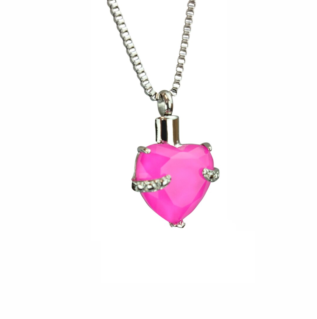 Pink Heart Urn Pendant Memorial Ash Keepsake Jewellery Personalised