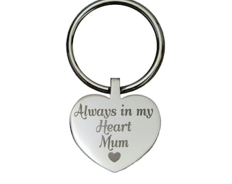 Always in my heart Mum heart Urn Keyring - Memorial Ash Keepsake - Cremation Jewellery