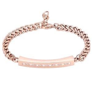 Rose Gold Crystal Bar Urn Bracelet - Memorial Ash Keepsake Jewellery - Personalised Engraved