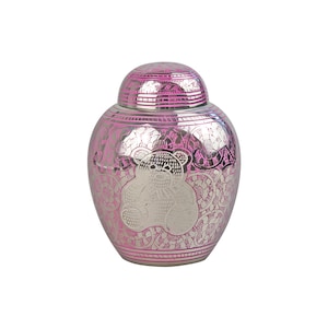 Silver & Pink Teddy Child Infant or Pet Ashes Cremains Funeral Memorial - Brass