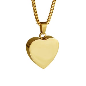 Gold Heart Urn Pendant Necklace - Memorial Ash Keepsake - Cremation Jewellery