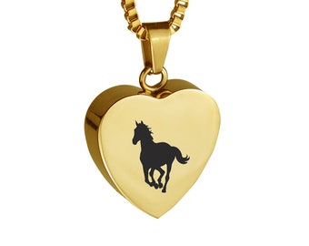 Gouden Urnhangerketting met paardenhart - Memorial Ash Keepsake Cremation Jewellery