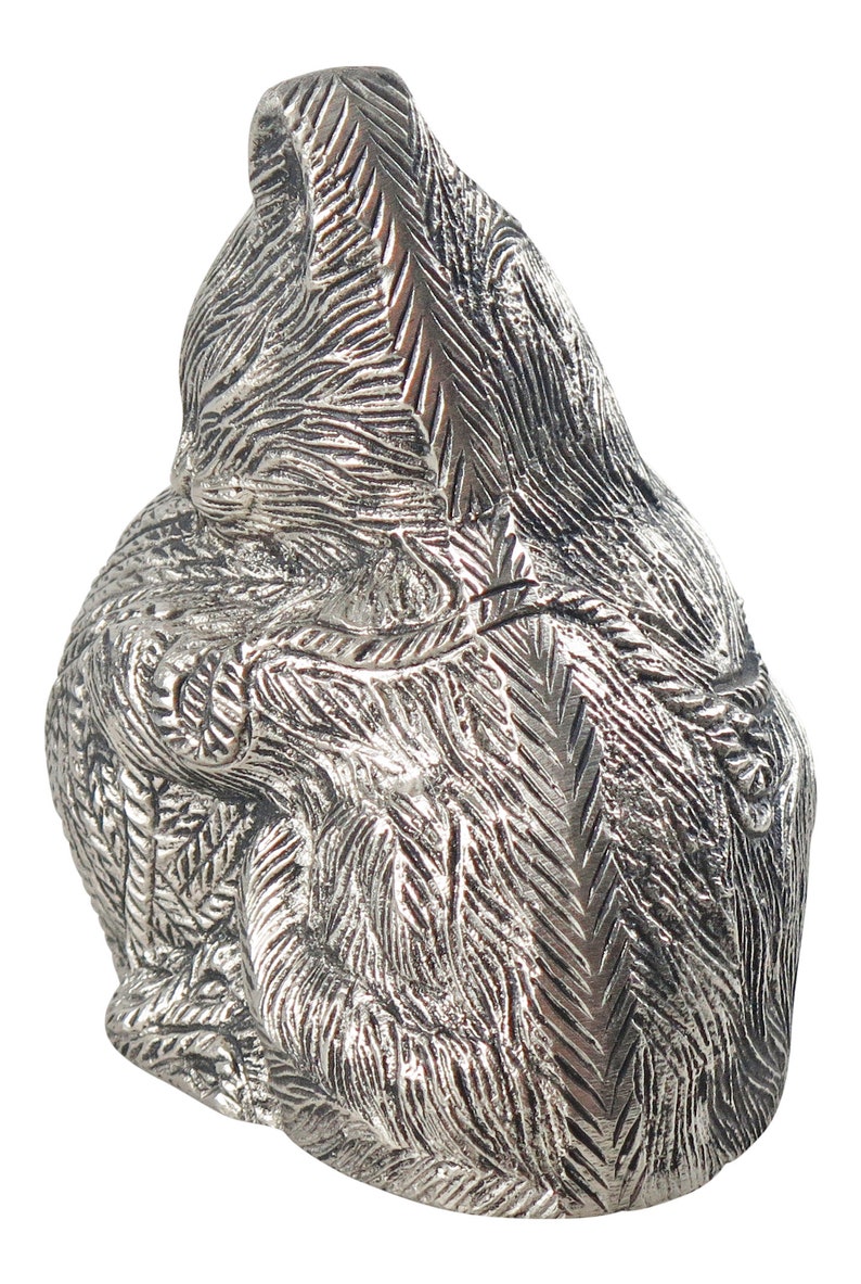 Silver Coloured Sleeping Cat Urn for Pet Ashes Cremation Memorial image 4