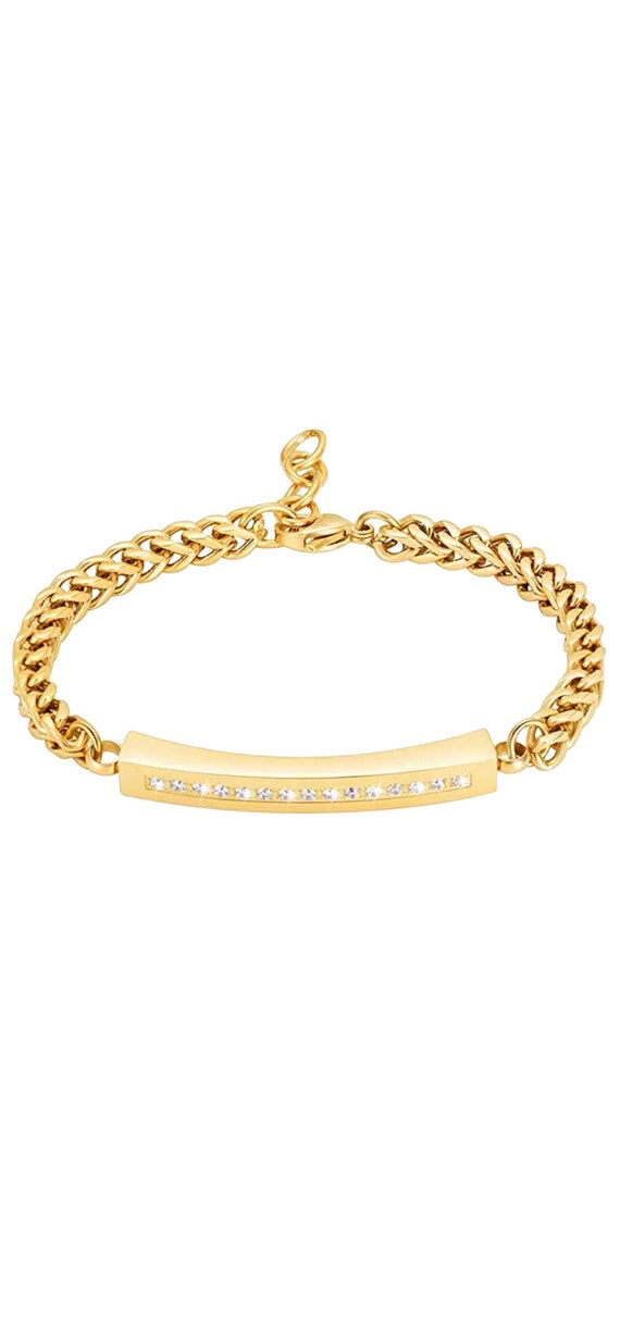 Gold Crystal Bar Urn Bracelet Memorial Ash Keepsake Jewellery  Personalised Engraved