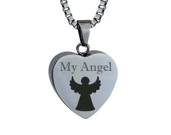 My Angel Heart Urnen Anhänger - Gedenkasche Kremationserinnerung - Gravur