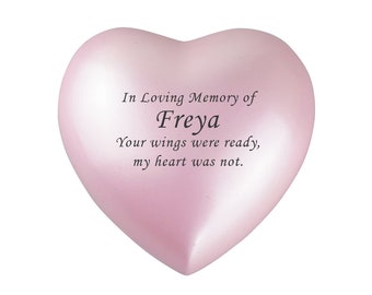 Baby Girl Pink Remembrance Personalised Heart Urn Keepsake for Ashes Cremation