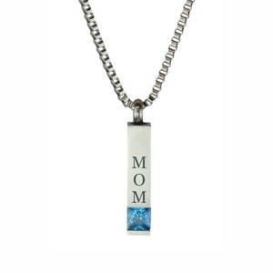 Mom Quantum Blue Crystal Urn Pendant - Memorial Ash Keepsake Jewellery - Personalised Engraved