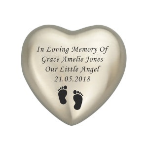 In Loving Memory Baby Personalised Silver Heart Urn Keepsake for Ashes Cremation