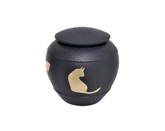 Black and Gold Cat Urn for Cat Cremation Ashes Cremains memorial