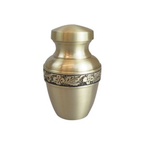 Golden Mini Keepsake Urn with Flower Pattern for Ashes Cremation Cremains