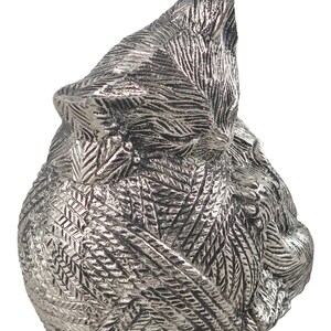 Silver Coloured Sleeping Cat Urn for Pet Ashes Cremation Memorial image 2