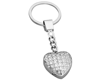 Crystal Heart Urn Keyring Keychain - Memorial Ash Keepsake - Cremation Jewellery