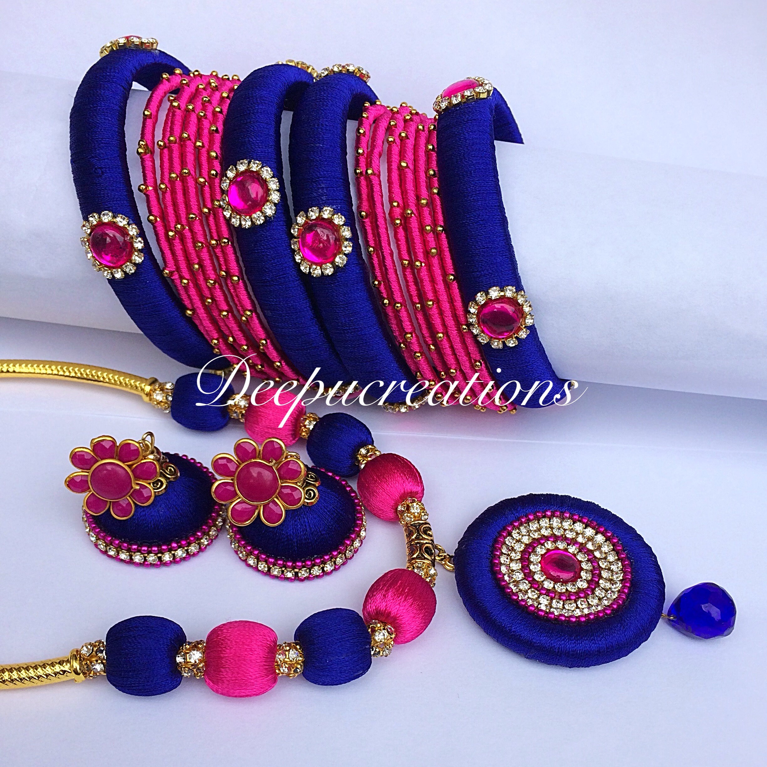 Silk thread jewellery set online shopping Clearance