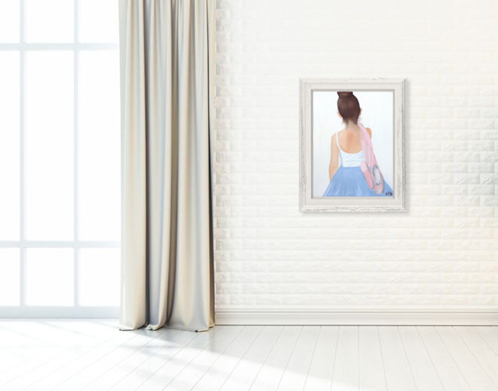 ballerina painting, 11 x 14, oil painting, original art, dance painting, ballet painting, ballet shoes painting, children's