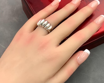 Silver Plated Brass Statement Ring, Adjustable