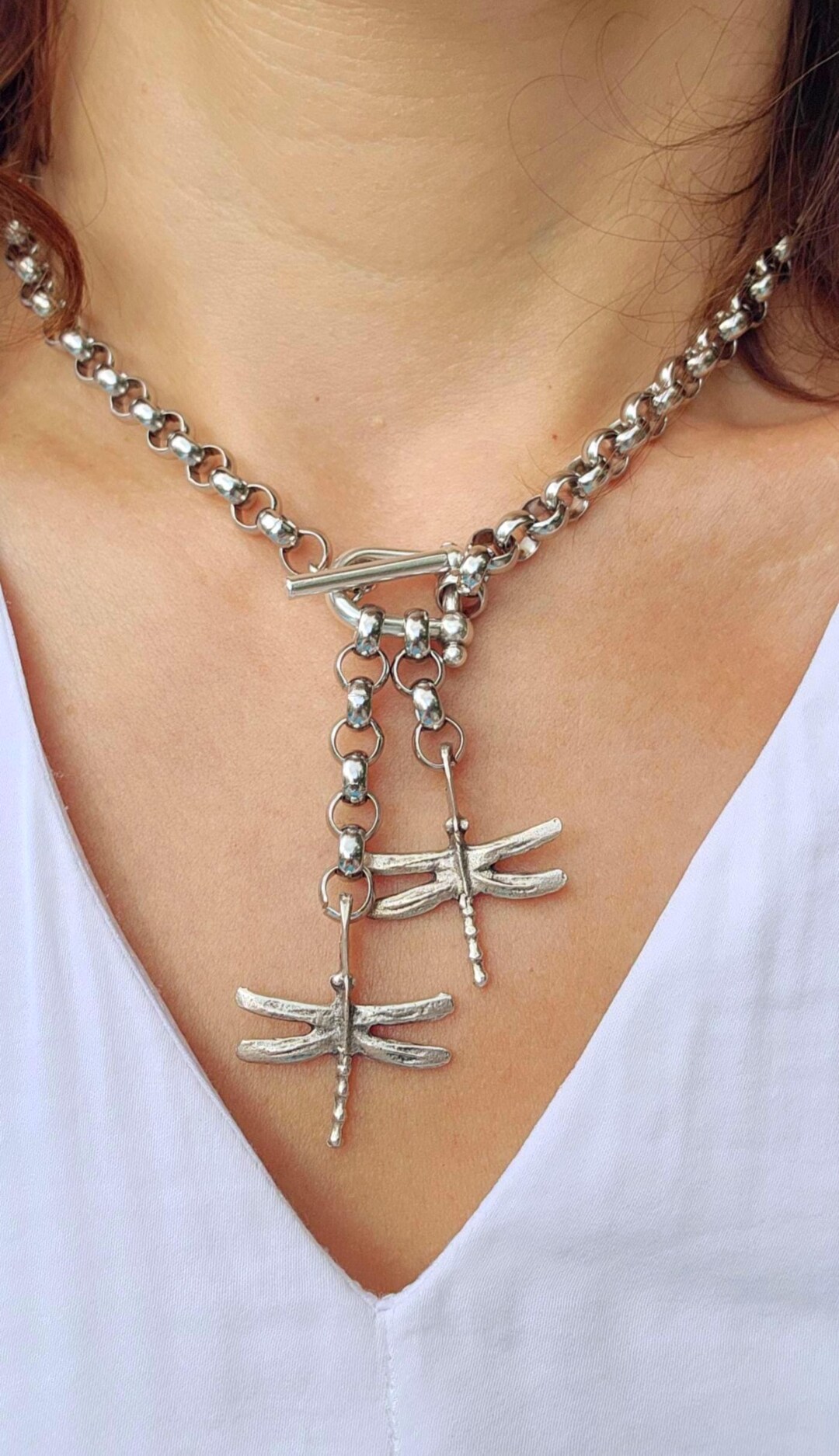 N018>>rolo Chain Necklace, Chain Necklace With Dragonfly Charms ...