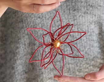 Handmade Wire Poinsettia Ornament *FINAL STOCK*