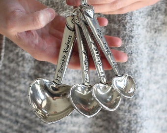 Handmade Pewter Measuring Spoons | Hearts