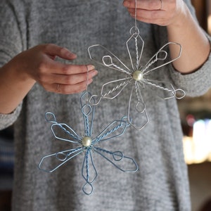 Handmade Wire Snowflake Ornaments