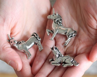 Handmade Pewter Mini Figurines | 3 pc. Unicorn Set