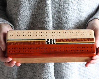 Cherry Cribbage Board | Includes Cards & Pegs