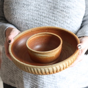 Handmade Pottery Small Chip n' Dip Bowl 9 colors Tan