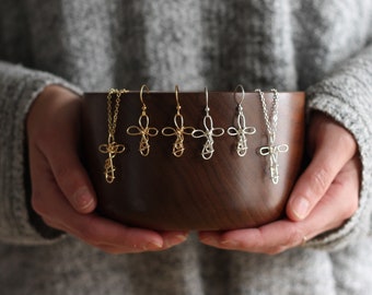 Handmade Wire Jewelry | Cross Earrings + Necklace Set *FINAL STOCK*